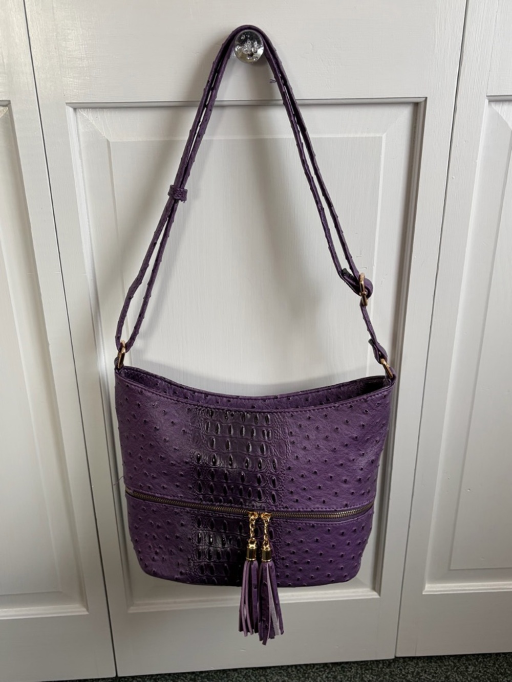Purple Faux Leather Shoulder/Crossbody Bag